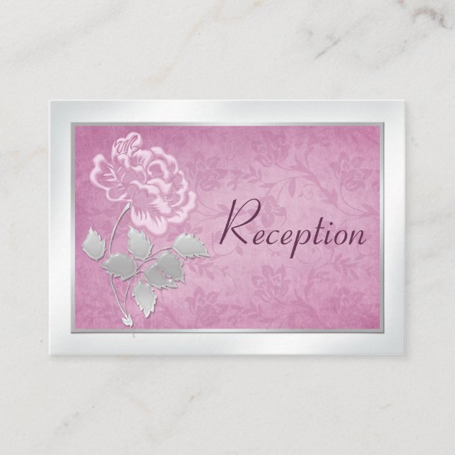 Pink Peony and Silver Enclosure Card (Front)