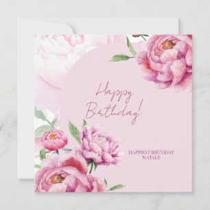 Pink Peony Birthday Folded Greeting Card