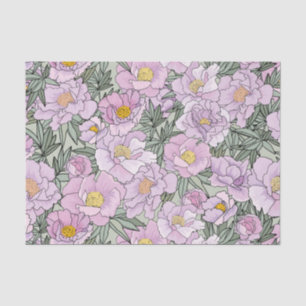 Pink peony blooming pattern tissue paper