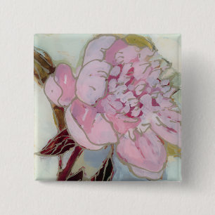 Pink Peony Blossom 15 Cm Square Badge