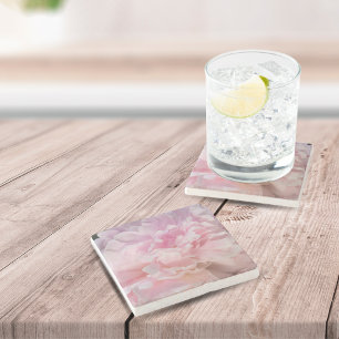 Pink Peony Blossom Stone Coaster