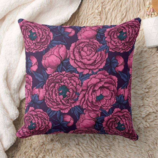 Pink peony bouquet cushion (Blanket)