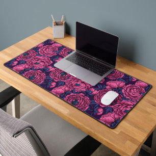 Pink peony bouquet desk mat