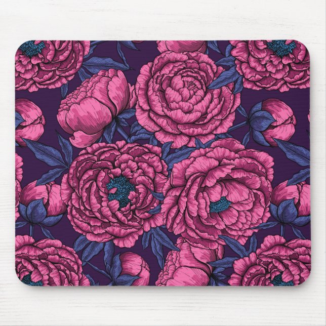 Pink peony bouquet mouse pad (Front)
