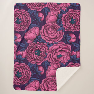 Pink peony bouquet sherpa blanket