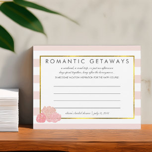 Pink Peony Bridal Shower Vacation Ideas Card