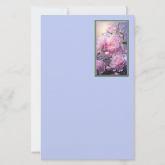 Pink Peony Buds n Flowers Paper Sheet