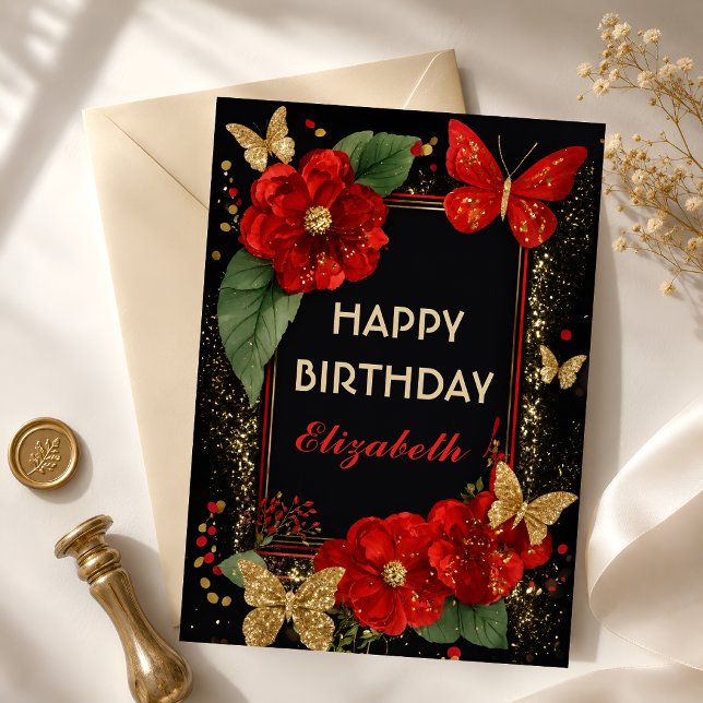 Pink Peony Butterfly Birthday Card (Creator Uploaded)