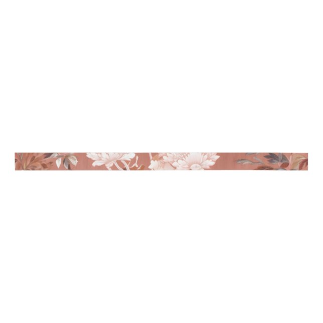Pink Peony Chinoiserie Grosgrain Ribbon (Front)