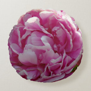 Pink Peony   cottage farmhouse floral garden Round Cushion