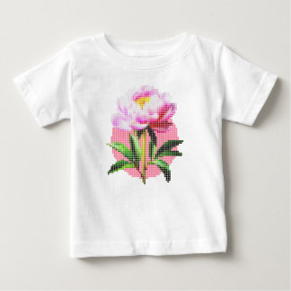 Pink Peony Dot Mosaic Flower Baby T-Shirt