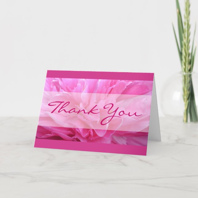 Pink Peony Elegant Thank You Card (Front)