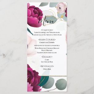 Pink Peony Eucalyptus Garden Floral Glam Menu