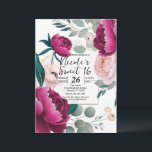 Pink Peony Eucalyptus Garden Floral Glam Sweet 16 Invitation<br><div class="desc">Customize for any event</div>