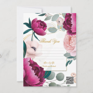 Pink Peony Eucalyptus Garden Floral Glam Wedding  Invitation