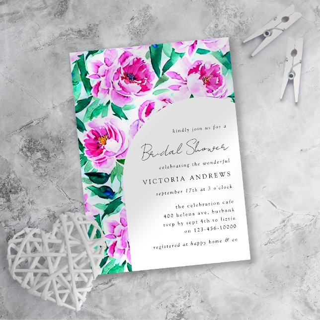 Pink Peony Floral Bridal Shower Invitation (Creator Uploaded)