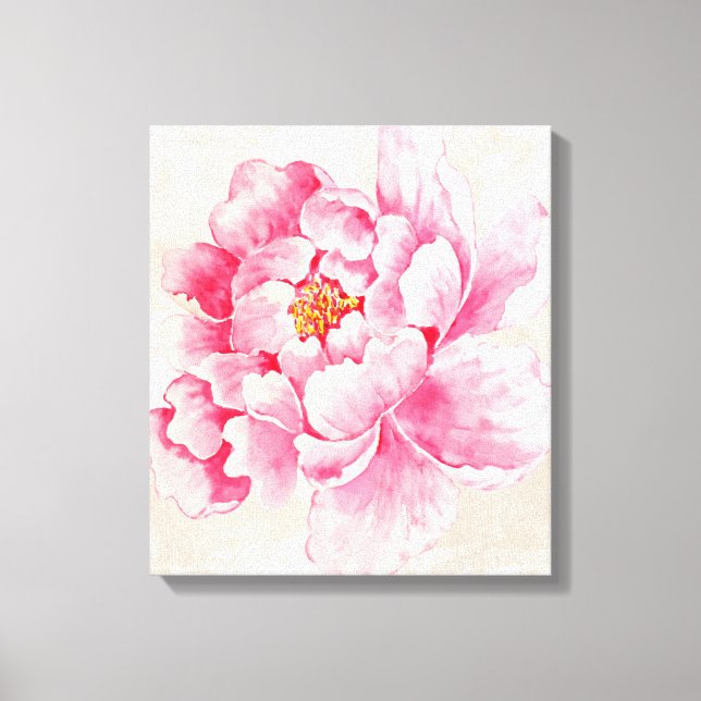 Pink Peony Floral Canvas Print (Front)