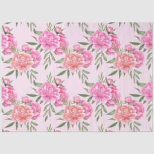 Pink peony floral decoupage  tissue paper