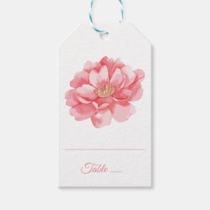 Pink Peony Floral Flower Wedding Peonies Escort Gift Tags