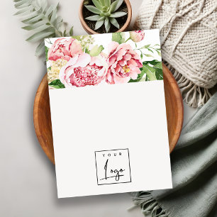 Pink Peony Floral Logo Blank Jewellery Display Business Card