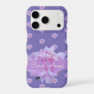 Pink Peony Floral Monogram Purple