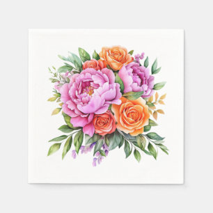 Pink Peony Floral Napkin