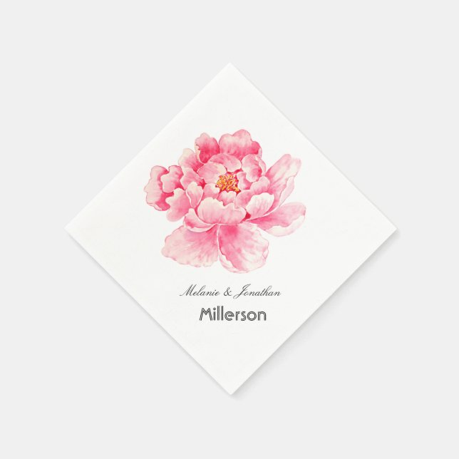 Pink Peony Floral Napkin (Corner)