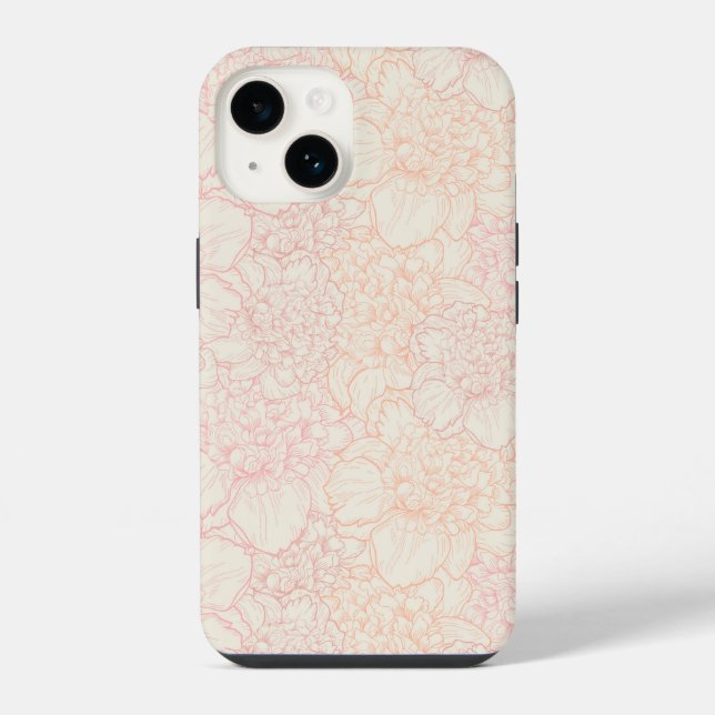 Pink Peony Floral Pattern iPhone Case (Back)