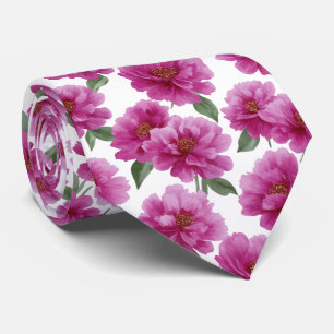 Pink Peony Floral Pattern Tie
