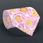 Pink Peony Floral Pattern Tie<br><div class="desc">Perfect choice for weddings and spring time this necktie features pink peonies on a white background. Wear as a classic neck tie for men or as a belt for women. Designed by world renowned artist ©Tim Coffey.</div>