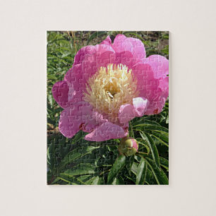 Pink Peony Floral Photography Jigsaw Puzzle
