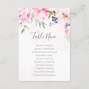 Pink Peony Floral Wedding Seating Chart Table Plan