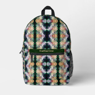 Pink Peony Flower Abstract Personalised Printed Backpack