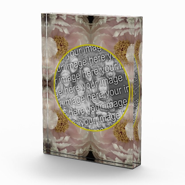 Pink Peony Flower Add Your Own  Photo Block (Right)