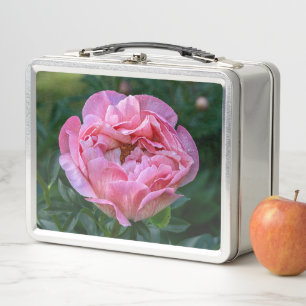 Pink Peony Flower, Canadian Photography Metal Lunch Box