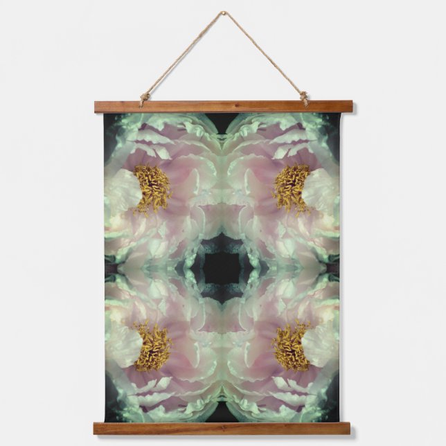 Pink Peony Flower Centre Abstract Pattern     Hanging Tapestry (Front)