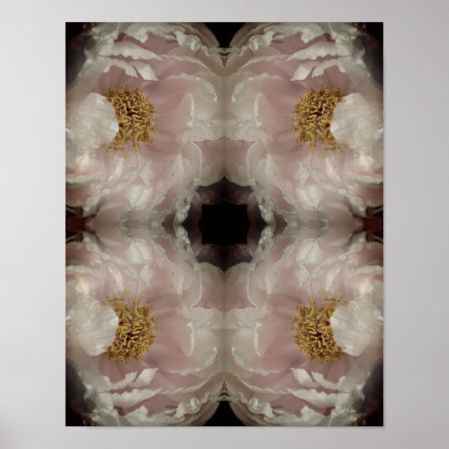 Pink Peony Flower Centre Abstract Vintage  Poster (Front)
