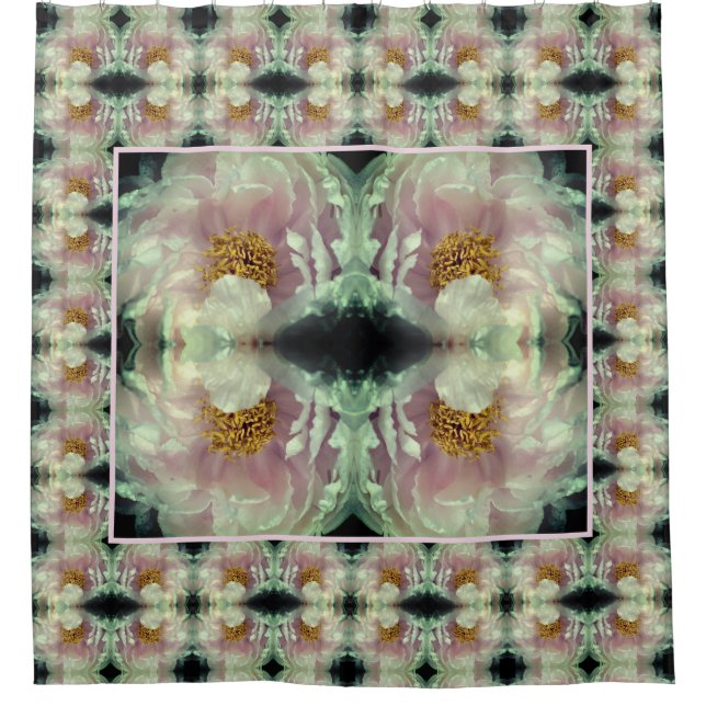 Pink Peony Flower Centre Pattern    Shower Curtain (Front)
