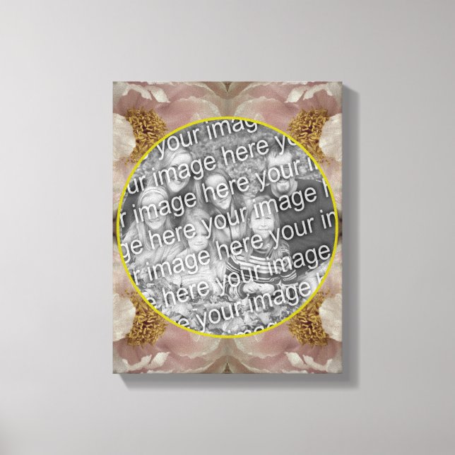 Pink Peony Flower Frame Create Your Own Photo Canvas Print (Front)