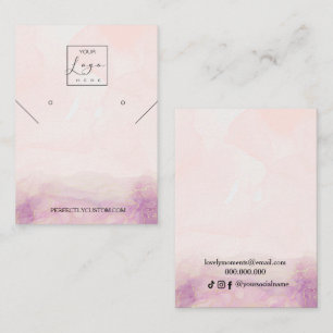  Pink Peony Flower necklace earrings display  Busi Business Card