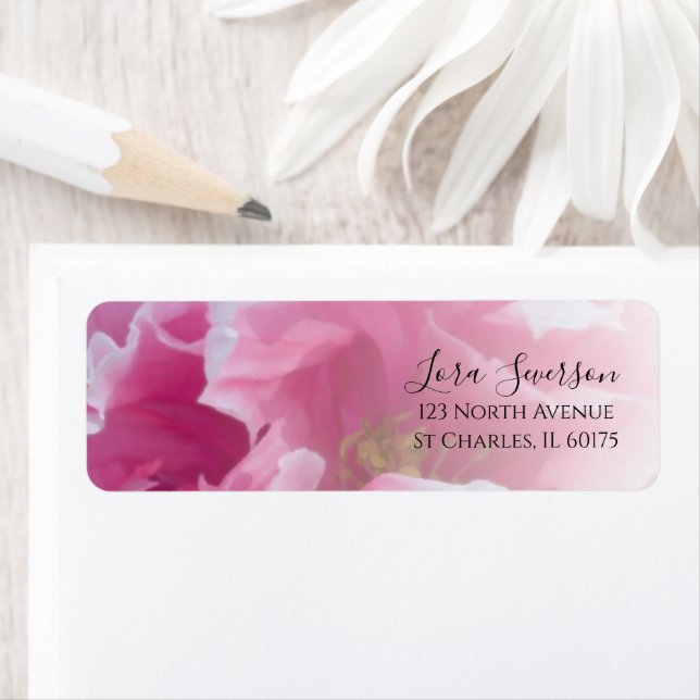 Pink Peony Flower Return Address (Insitu)