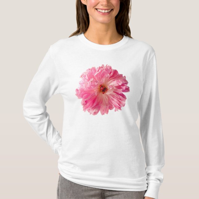 Pink Peony Flower T-Shirt (Front)