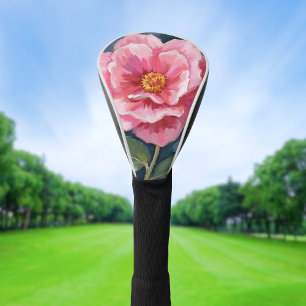Pink Peony Flower Watercolor Floral Golf Head Cover