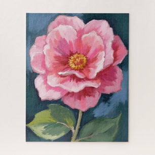 Pink Peony Flower Watercolor Floral Jigsaw Puzzle