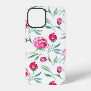 Pink peony flower watercolor seamless pattern iPhone 12 case