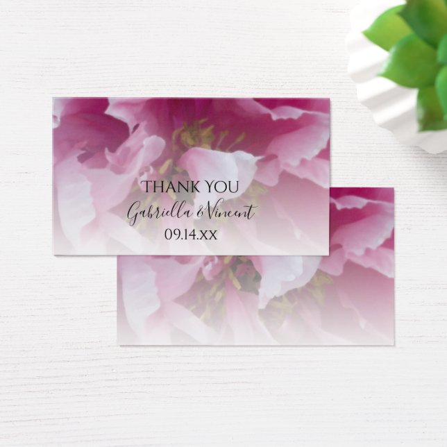 Pink Peony Flower Wedding Favour Tags (Desk)