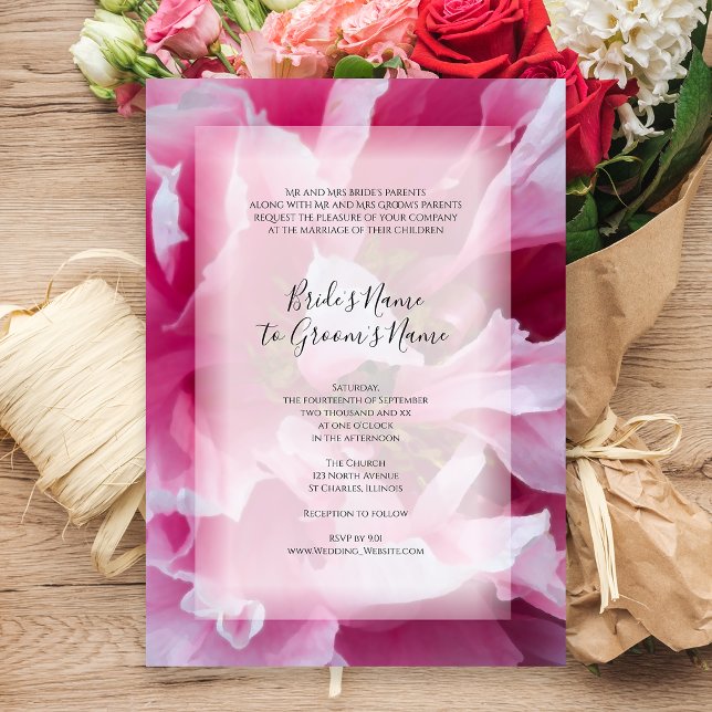 Pink Peony Flower Wedding Invitation (Creator Uploaded)