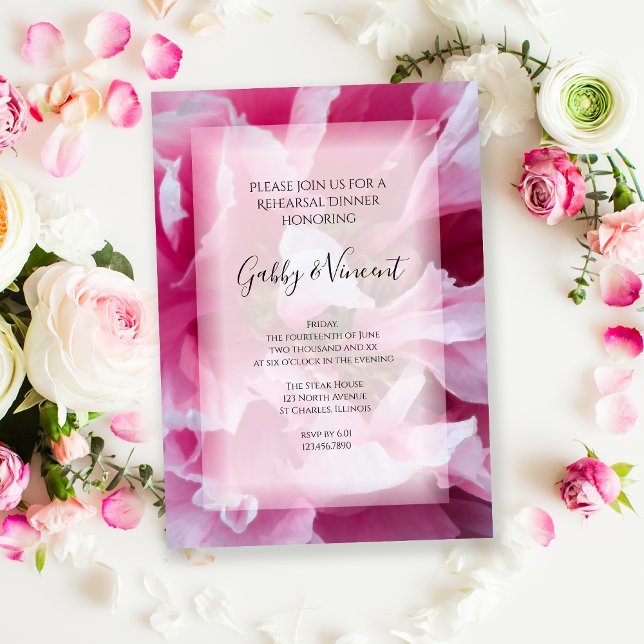 Pink Peony Flower Wedding Rehearsal Dinner Invitation (Creator Uploaded)