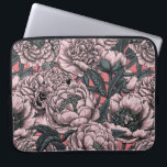 Pink peony flowers and moths laptop sleeve<br><div class="desc">Hand-drawn peony flowers and moths,  seamless vector pattern</div>