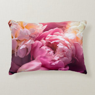 Pink peony flowers as floral art background, botan decorative cushion